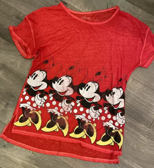 Disney Womens Minnie Mouse T-Shirt Size L Large Red WDW Disney World Disneyland
