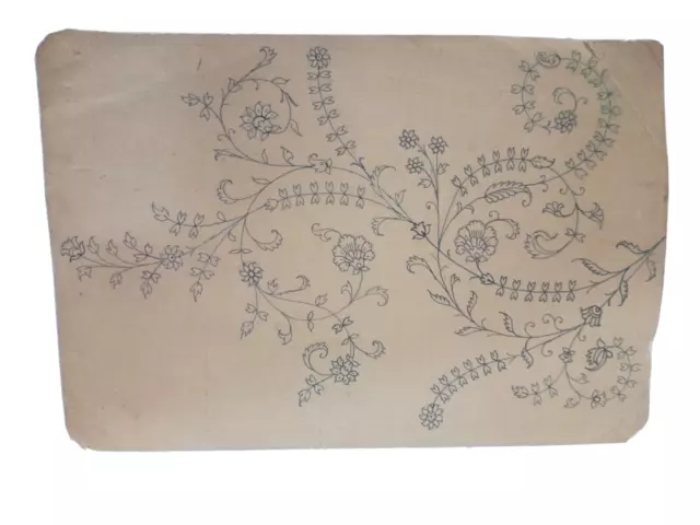 Design Old Textile floral handmade design on aged sheet collectible piece of art 2