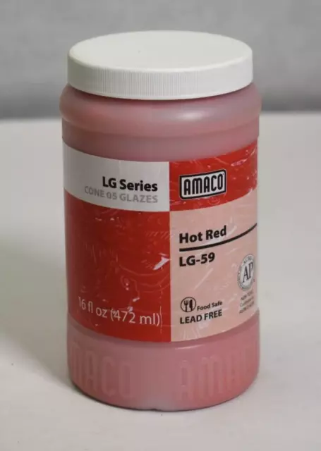 Amaco LG-59 Cono 05 Sin Plomo Brillo No Tóxico Esmaltado Rojo Caliente 1 Pinta Seguro para Alimentos
