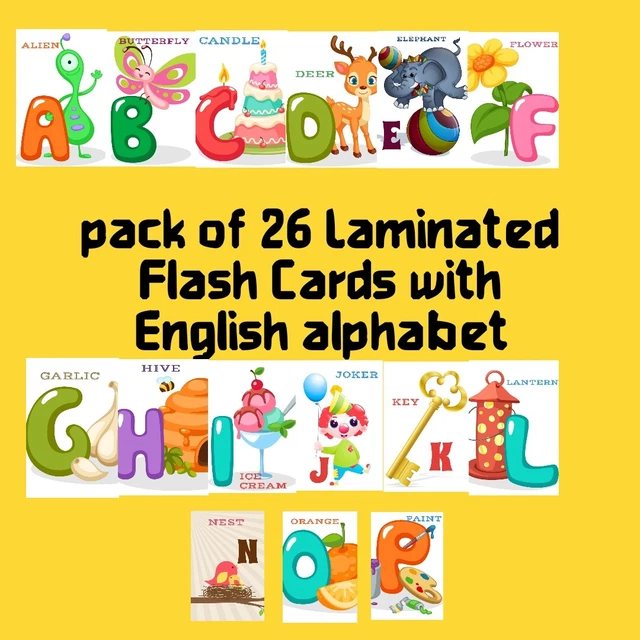 ALPHABET LETTERS LAMINATED Flash Cards Pack of 26 Learning EYFS SEN