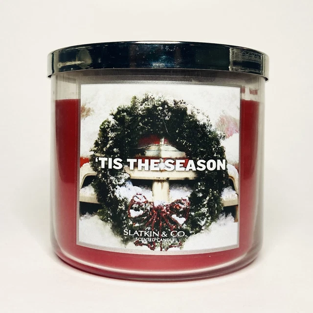 Bath and Body Works 'TIS THE SEASON Slatkin Co 3 Wick Candle 14.5 oz NEW