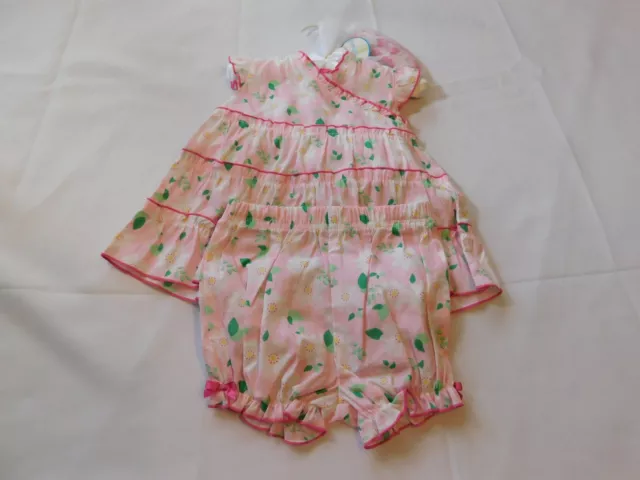 Little Wonders Bambino Bambina 3 Pezzi Set Abito Bloomers & Fascia 3/6 Mesi Nwt