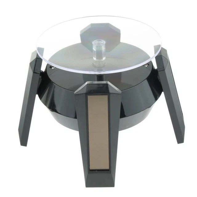 Solar Powered 360 Rotating Jewelry Phone Bracelet Watch Black Display Stand