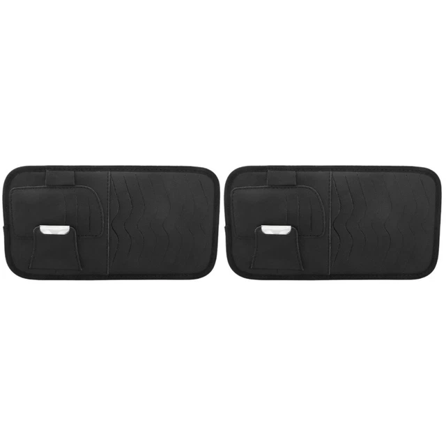 2pcs voiture Sun Visor Storage Pochette Auto Intérieur Eyeglasses CD Organiseur
