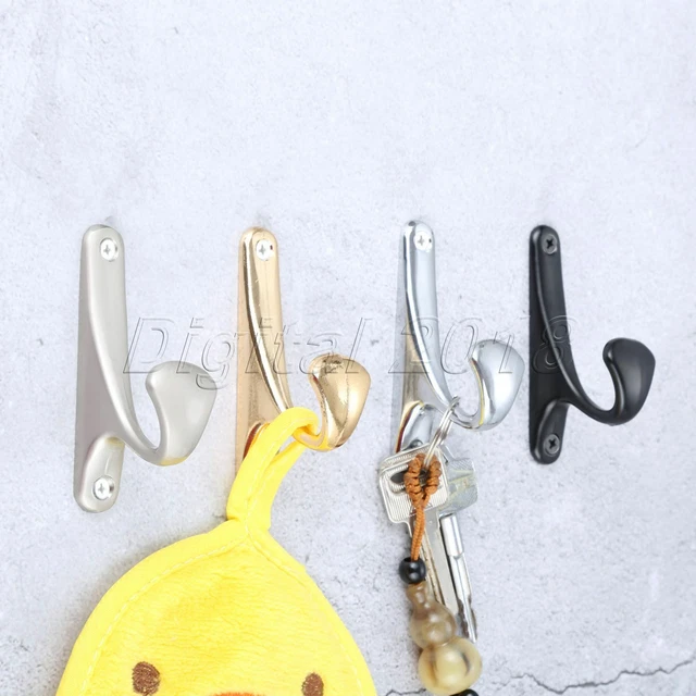 Fashion Hook Wall Mounted Spray Clothes Towel Hat Rack Black Bathroom Kitchen