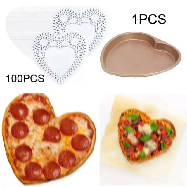 Poêle à pizza en forme de cœur à rôtir avec 100 tampons pour tarte aux