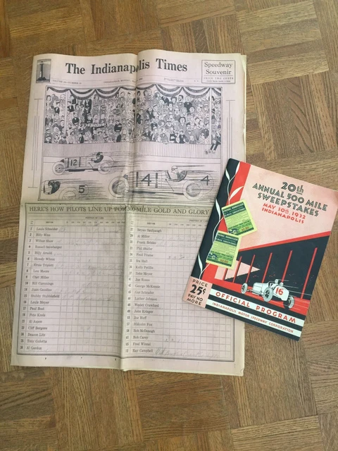 Original 1932 Indianapolis 500 Official Program Race Ticket Stubs Indy 500 Paper Original 1932 Indianapolis 500 Official Program Race Ticket Stubs Indy 500 Paper