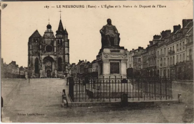 CPA Le NEUBOURG - L'Église et la Statue de Dupont de l'Eure (160063)