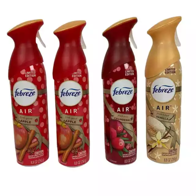 4 Febreze Limited Edition FRESH SPICED APPLE- CRANBERRY-VANILLA Air Refresher