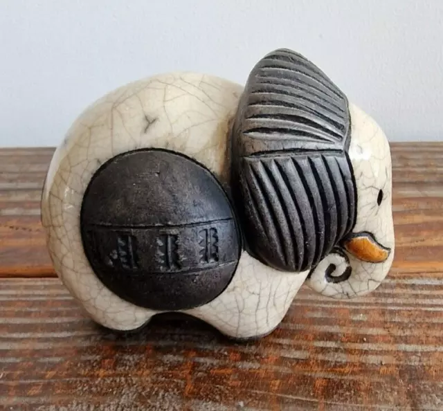 Raku Studio Art Pottery - Crackle Glaze Elephant