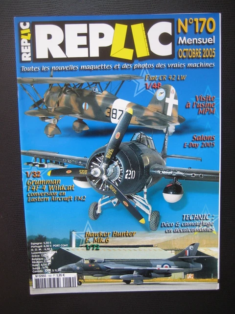 REPLIC n° 170 - FIAT CR 42 LW - GRUMMAN F4F-4 WILDCAT - HAWKER HUNTER MK6