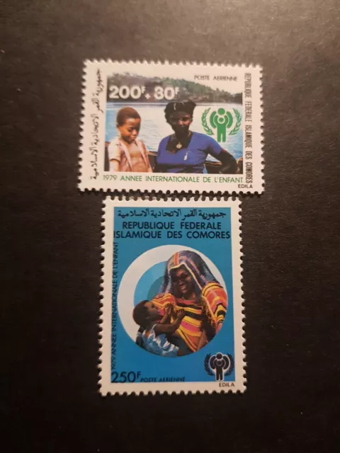Timbre Comores Année De L'enfance Poste Aérienne Pa N°164/165 Neuf Sans Gomme