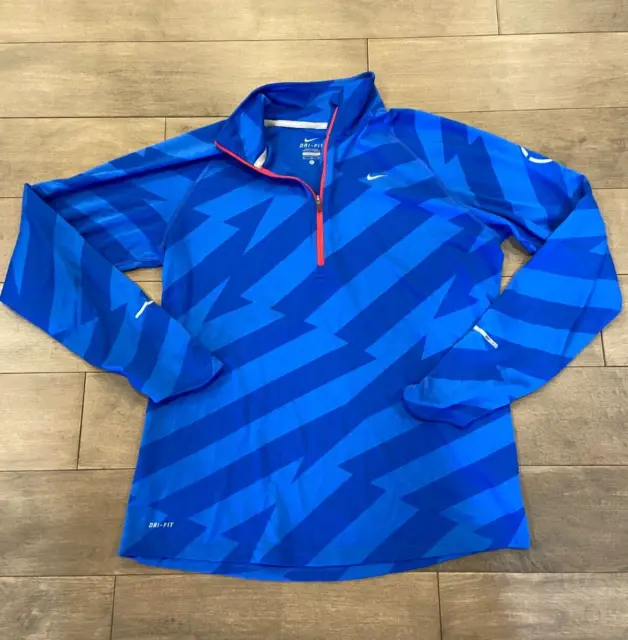 Nike Element Dri-Fit #72 Running Jogging Shirt 1/4 Zip Youth Kids Size XL Blue