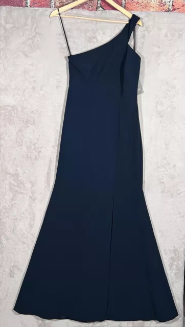 Theia Midi Gown Dress Womens Size 6 Blue Off Shoulder