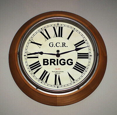 Great Central Railway GCR Retro Style Wooden Clock, Brigg Station.
