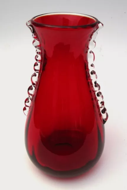 Vintage Whitefriars Ruby Red Art Glass Vase # 9420 Mid Century Modern Mcm