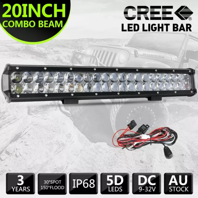 7D 20inch 420W  LED Light Bar Spot+Flood Combo Fog Driving Lamp Free Wire