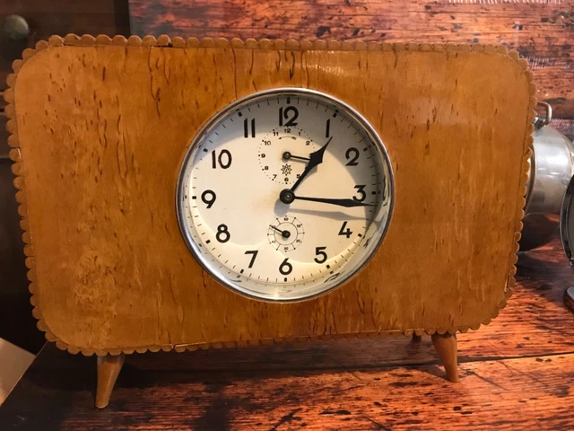 Orologio Da Tavolo Junghans In Mobiletto  In Radica Anni 30