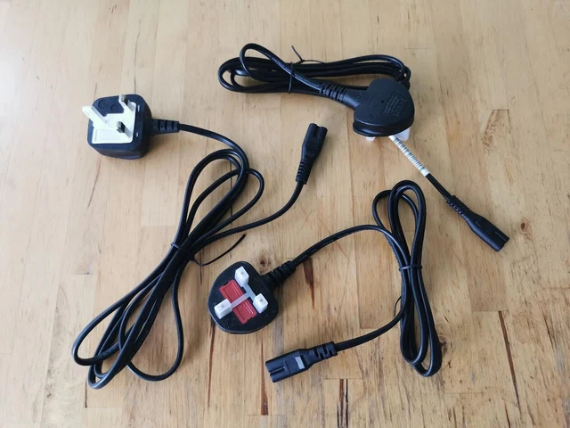 6 x lot Figure 8  IEC C7 UK Mains 2-pin Plug Power Lead TV Hi Fi FAST UK POST