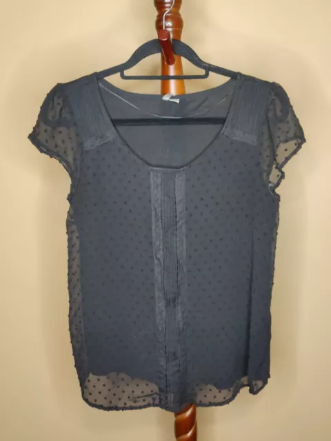 LC Lauren Conrad women's M sleeveless lined blouse black SS pleats & raised dots