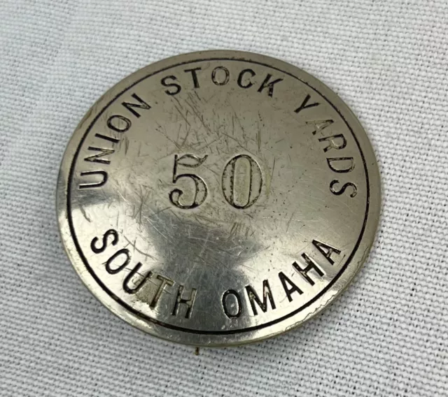 Union Stock yards Badge Livestock Pin back Omaha original 45mm employee antique