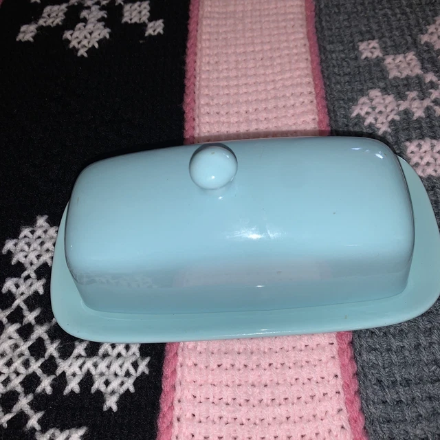 Plato De Mantequilla De Porcelana De Cerámica Azul Agua Con Tapa Casa De Campo Ahora Diseños