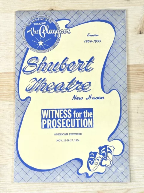 Vintage 1954 - 1955 Theater Program - Shubert Theatre New Haven Conn. Playgoer