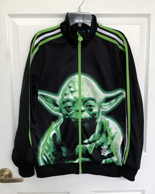 Adidas Star Wars YODA Black Green Big Trefoil Track Jacket Youth Large 13-14Y