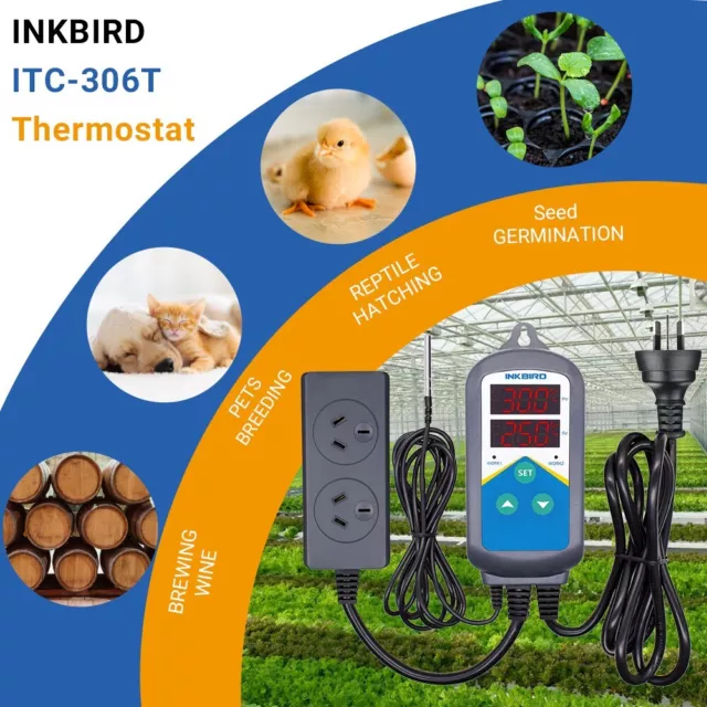 Inkbird Digital Temperature Controller Thermostat Pre-wired Only Heat 230V Seed 2