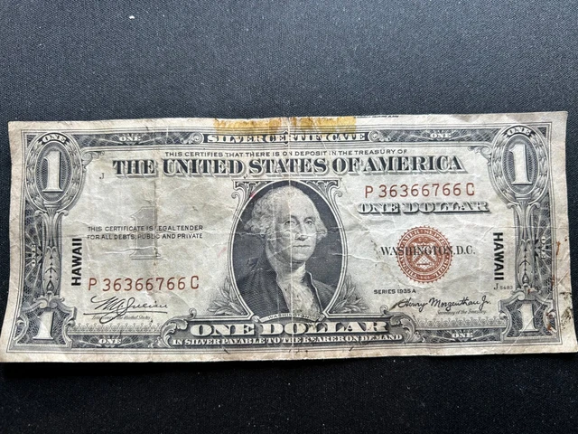 1935A $1 Dollar Silver Certificate Hawaii WWII Emergency Issue