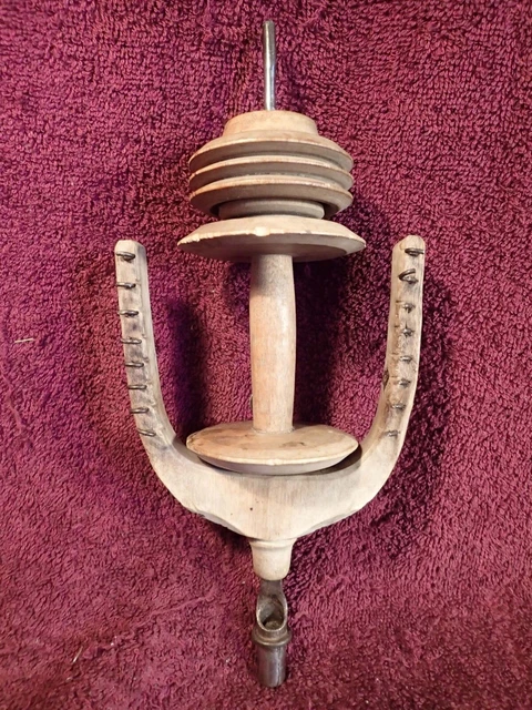 Carrete De Rueda Giratoria Antiguo Hecho A Mano De Colección Sueco Sueco