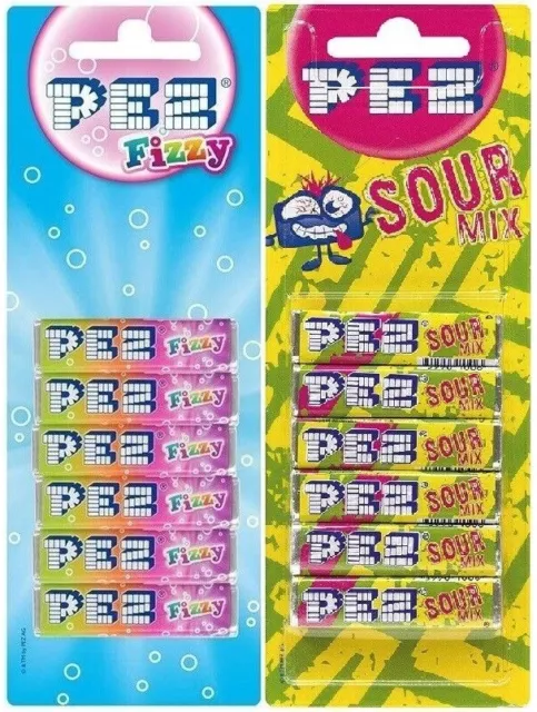 PEZ Rellenos 6 Piezas Variedad Pack 1x Espumante 1x Ácido Mezcla Sabores (12