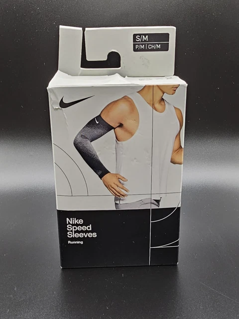 Nike Speed Arm Running Sleeves Adult S/M Black/Grey/Silver Free Shipping!!