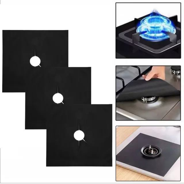 fr 6pcs Gas Stove Cooker Protector Reusable Gas Hob Liners Non-stick Burner Cove 3