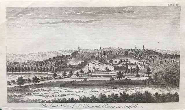 1776 Antique Print; Bury St Edmunds Abbey, Suffolk by Goadby