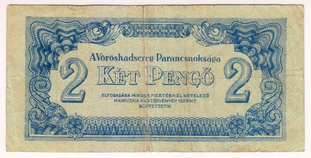 1944 Hungary 2 Pengo Paper Money Banknotes Currency