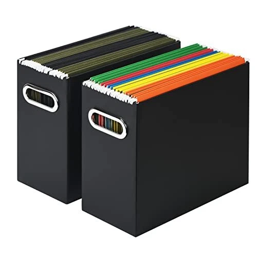 File Organizer Cardboard File Box for Letter Size Hanging File Folder Storage 2P