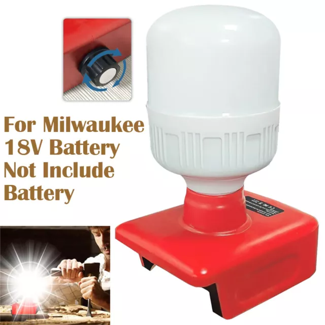 Dimmbare 12W LED-Arbeitsleuchte mit E27-Glühbirne für Milwaukee 18V Batterie