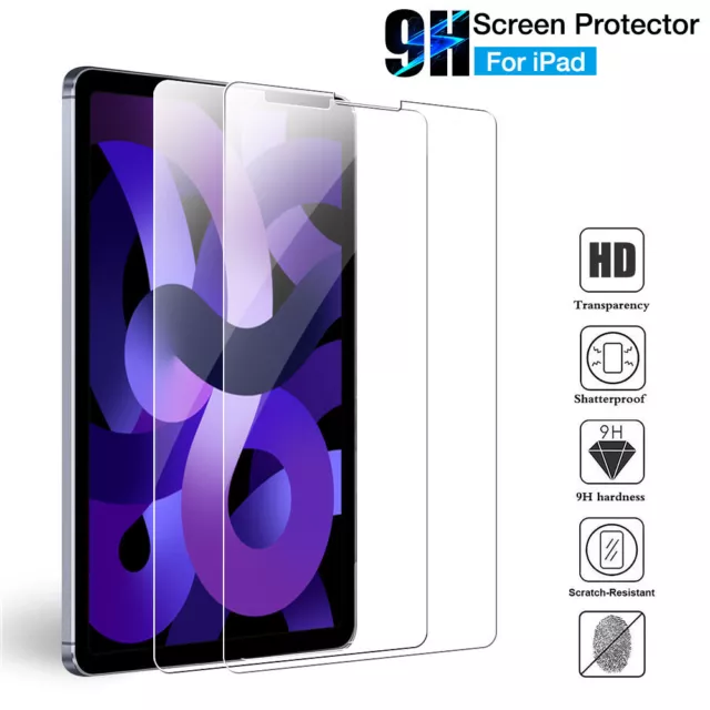 Tempered Glass Screen Protector For iPad Air Mini 6 5 Pro 12.9 11 10.9 10.5 10.2