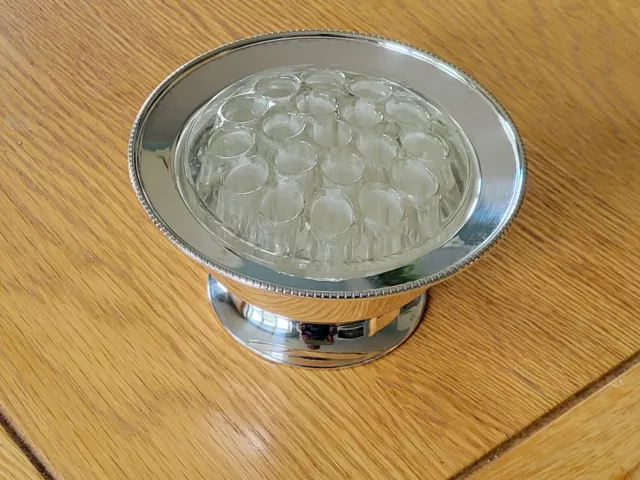 Vintage Silver Plated Posy Rose Bowl Arranger 19 Hole Glass Flower Frog