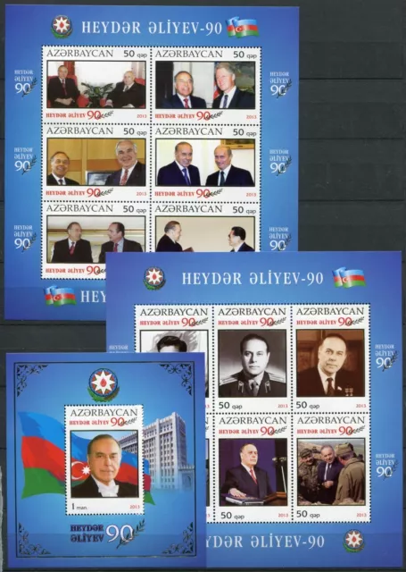 Aserbaidschan Azerbaijan 2013 Aliyev Helmut Kohl Clinton Putin Flag Block 127-29