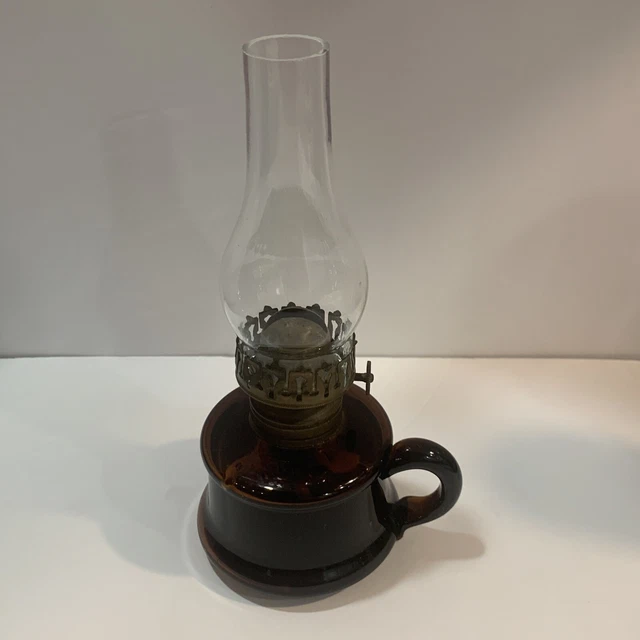 antique glass miniature oil lamp vintage