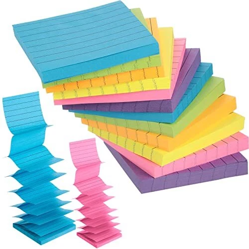 12Pads Pop Up Post Notes 3x3 Refill Pop Up Sticky Notes with Lined Bright Colors