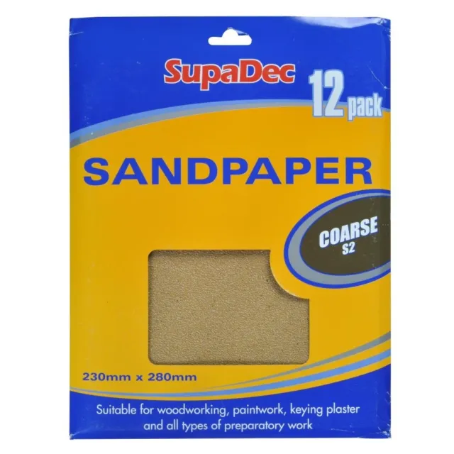 SupaDec General Purpose Sandpaper - Coarse (Pack Of 12) (ST5424)