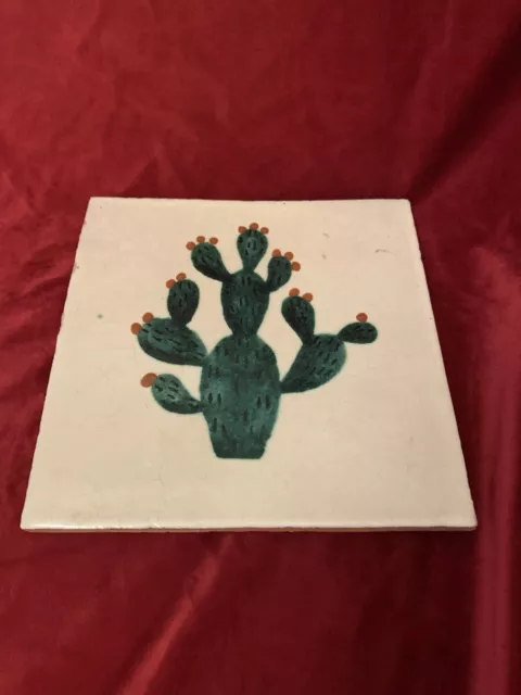 Vintage Hand Painted Cactus Tile
