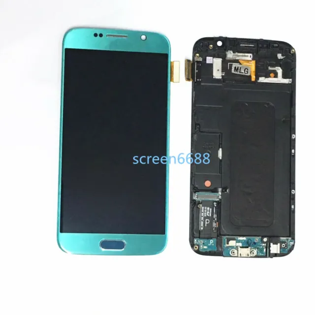 Für Samsung Galaxy S6 G920 SM-G920F LCD Display Touchscreen mit Rahmen Sky Blau