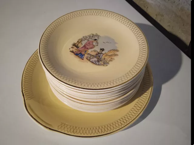 Lot 12 Assiettes À Dessert + Plat Ceranord Saint Amand St Galant Japonais