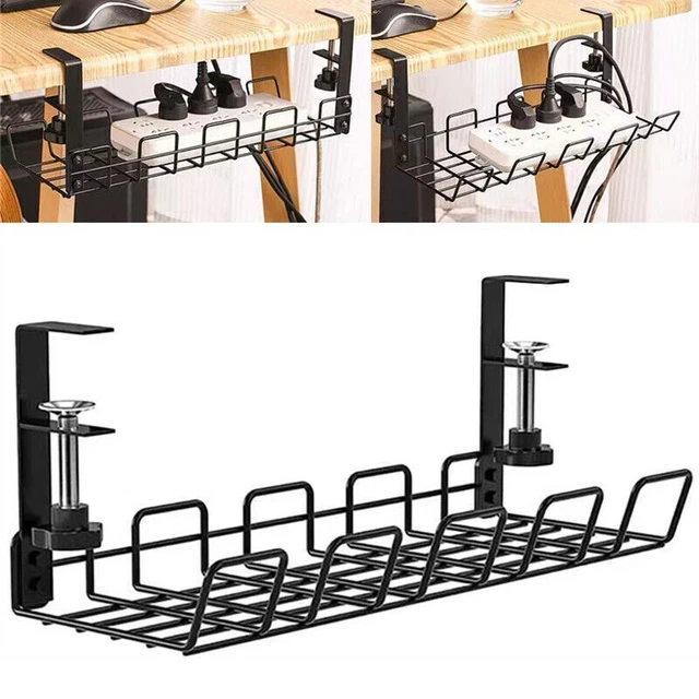 UNDER TABLE STORAGE Rack Cable Management Tray Desk Socket Holder Wire