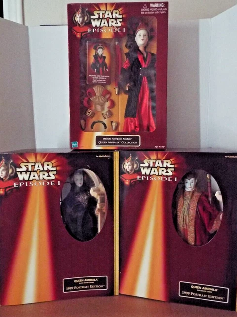Star Wars Queen Amidala dolls, Royal Elegance,Red Senate Gown,Black Travel Gown