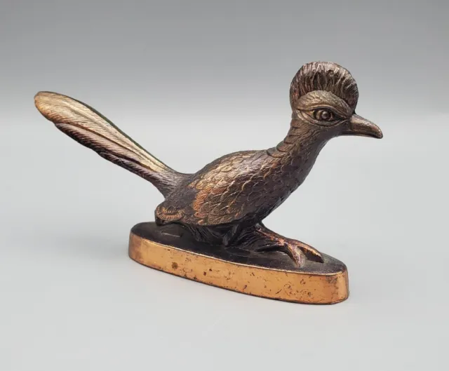 Vintage Road Runner Arizona Cast Metal Paperweight Bird Figurine Bronze Souvenir